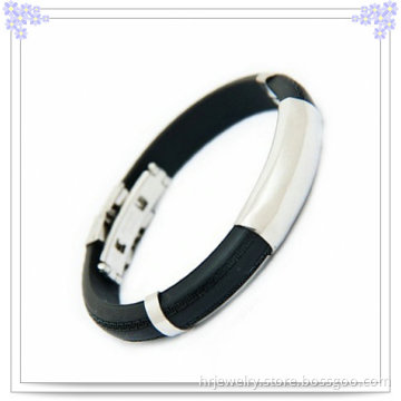 Rubber Bracelet Silicone Bracelet with Stainless Steel (HR3042)